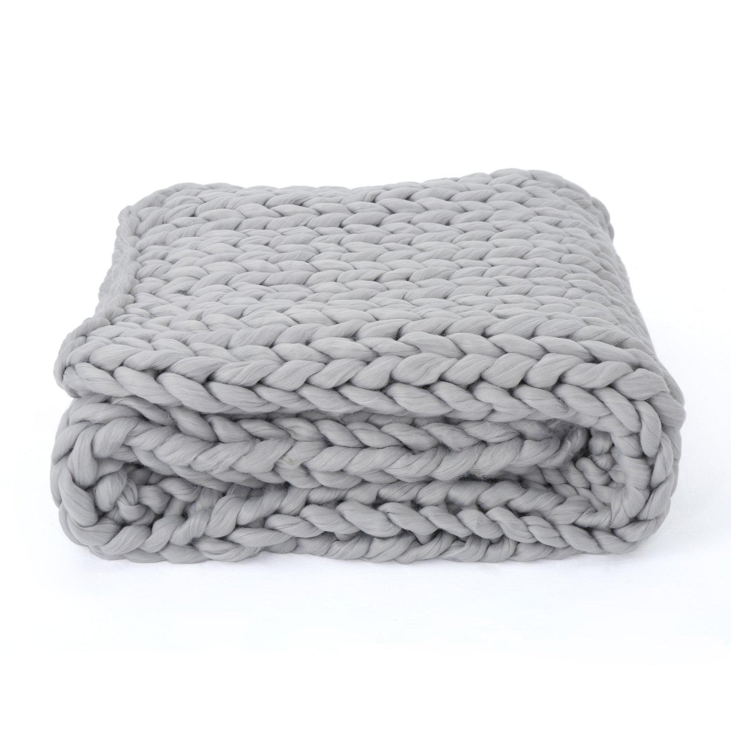 Bezzze Knit Throw, Solid Neutral Vibe Textured Blanket for Home Decor, 50 x 60 in, Light Grey