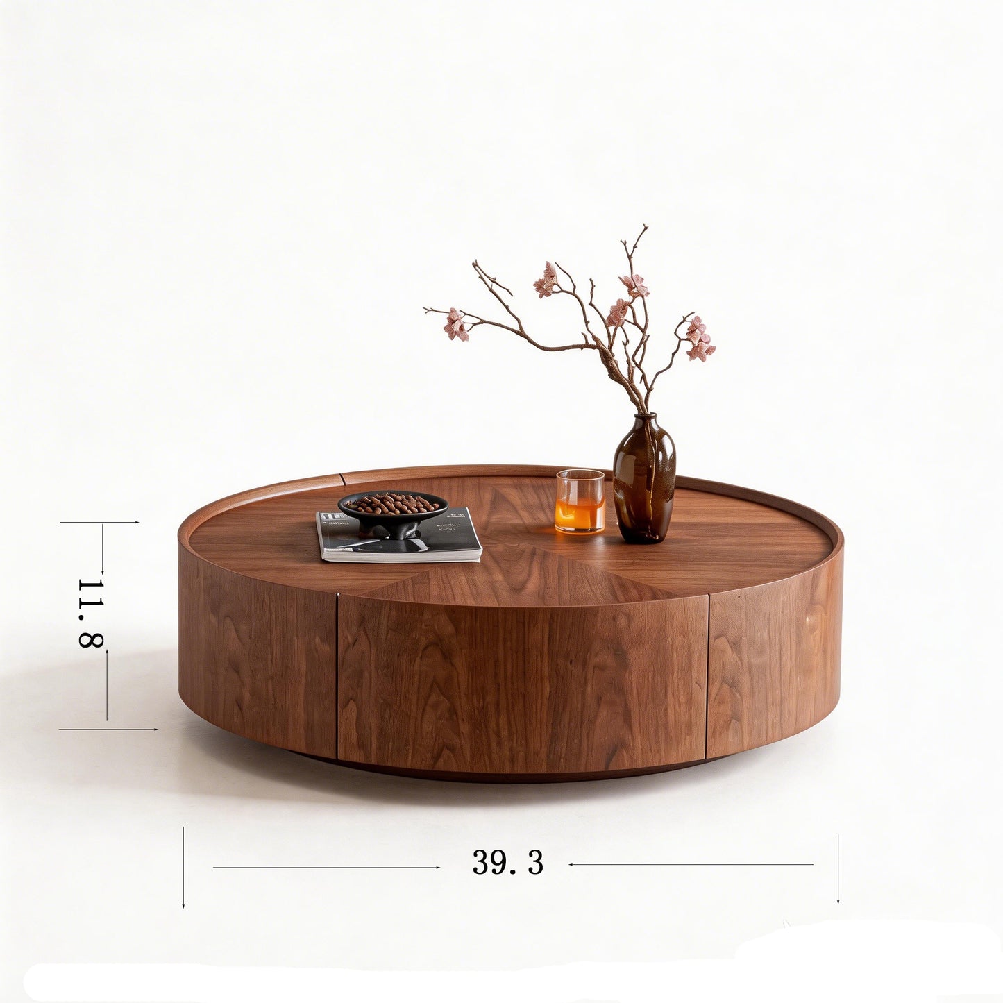 Bezzze coffee tables, circular walnut design, suitable for living rooms, walnut material, suitable for bedrooms, living rooms, and offices