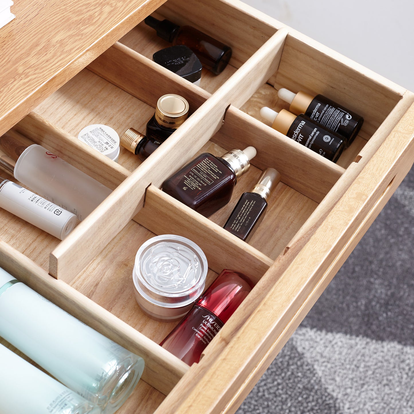 Bezzze Makeup Vanity Desk with Pull-Out Drawer, Solid Wood Vanity Desk for bedrooms