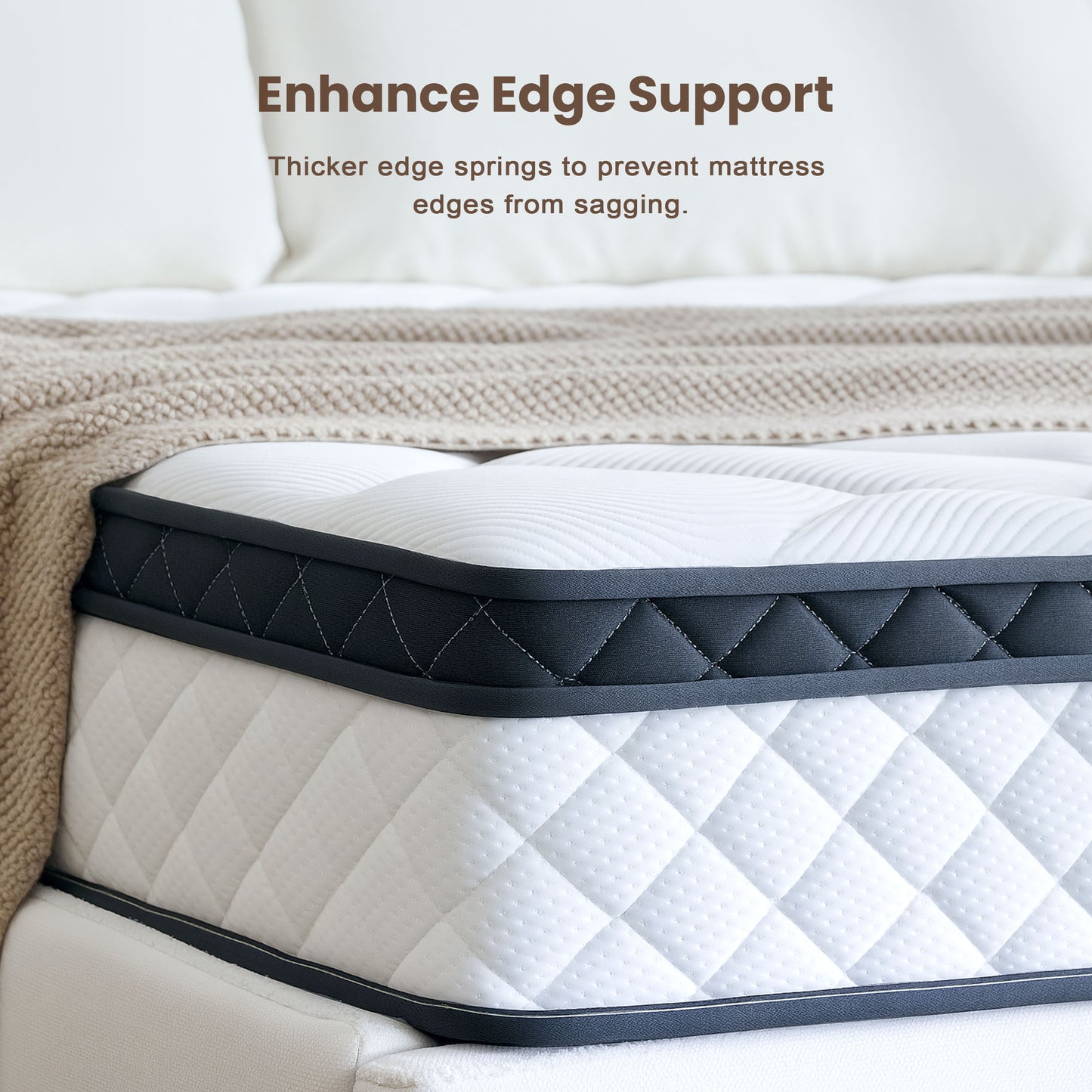 Bezzze 10-12 Inch Queen Size Mattress - CertiPUR-US Certified Hybrid Memory Foam for Back Pain Relief, Medium Firm Support & Motion Isolation