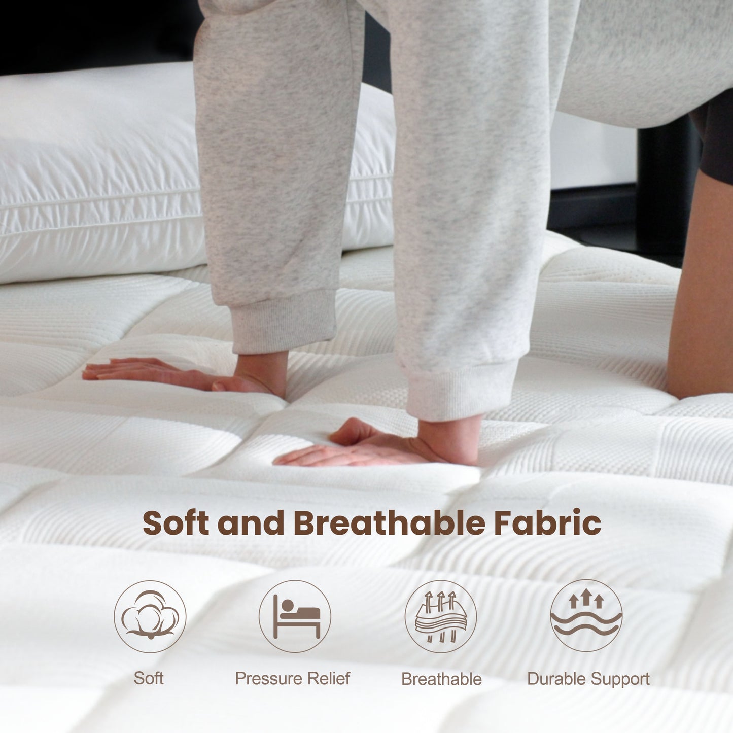 Bezzze 10-12 Inch Queen Size Mattress - CertiPUR-US Certified Hybrid Memory Foam for Back Pain Relief, Medium Firm Support & Motion Isolation