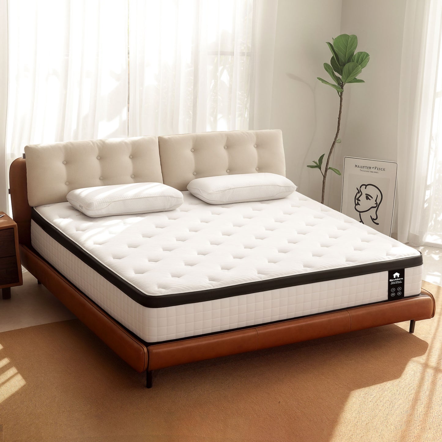 Bezzze Mattress 12" King, Full, Queen, Mattress Bed in a Box, Medium-Firm, Fiberglass Free
