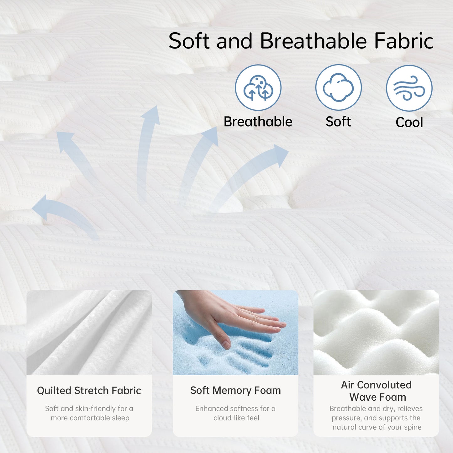 Bezzze Mattress 12" King, Full, Queen, Mattress Bed in a Box, Medium-Firm, Fiberglass Free