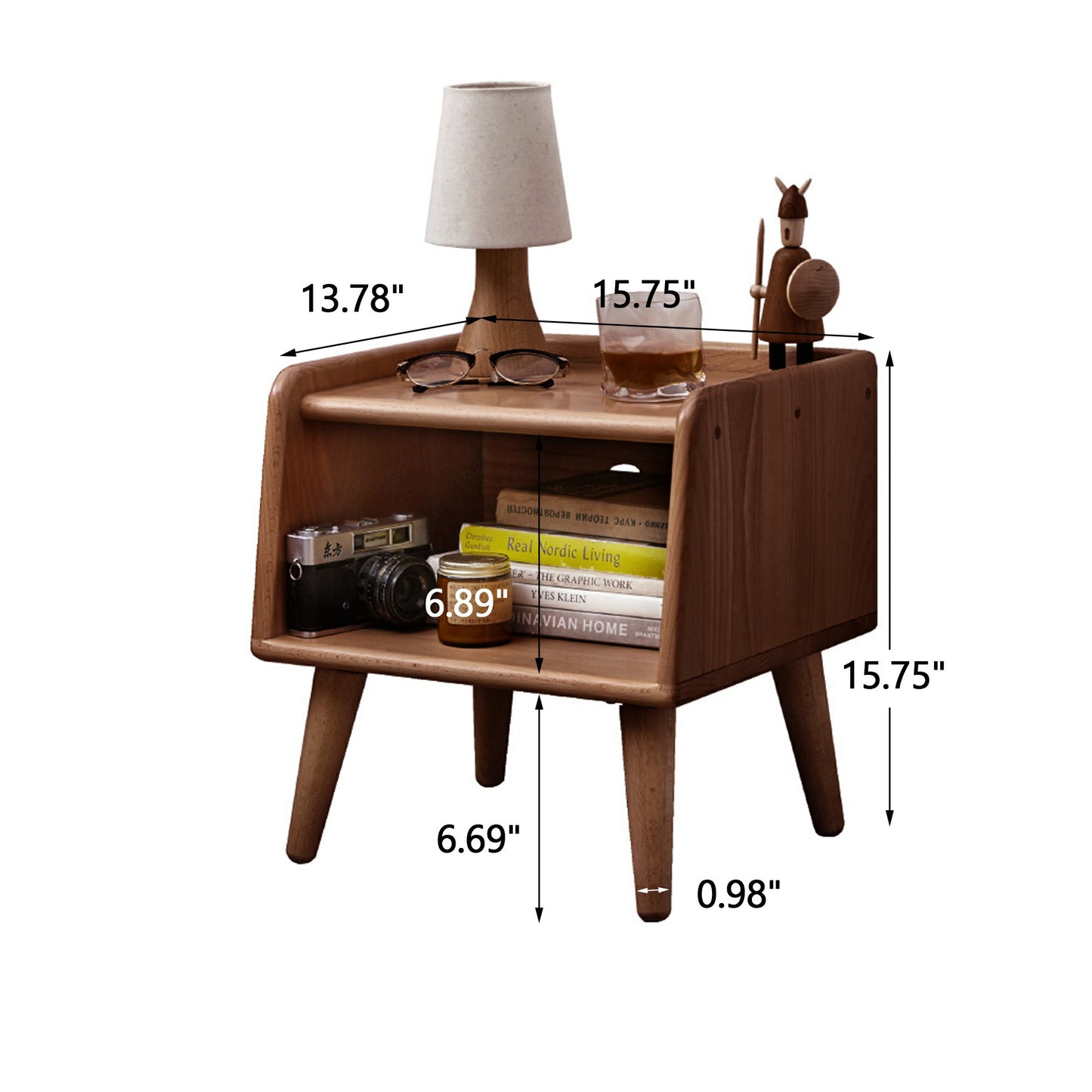 Bezzze Solid Wood Bedside Cabinet Modern Simple Nightstands Nordic Bedroom Solid Beech Storage Cabinet