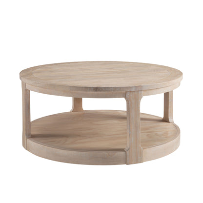 Bezzze 40inch Large Curved 2 Tier Traditional Round Circle Wooden Center Coffee Table,Rounded Table with Wheels,Mid Century Rustic Style Table for Living Room,Office,Apartment