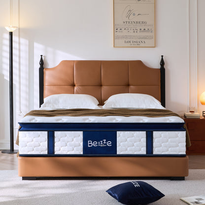 Bezzze Firm Queen Mattress, 12 Inch Hybrid Queen Size Mattress in a Box, Memory Foam and Individual Pocket Spring for Motion Isolation, Edge Support, Pressure Relief & CertiPUR-US Certified