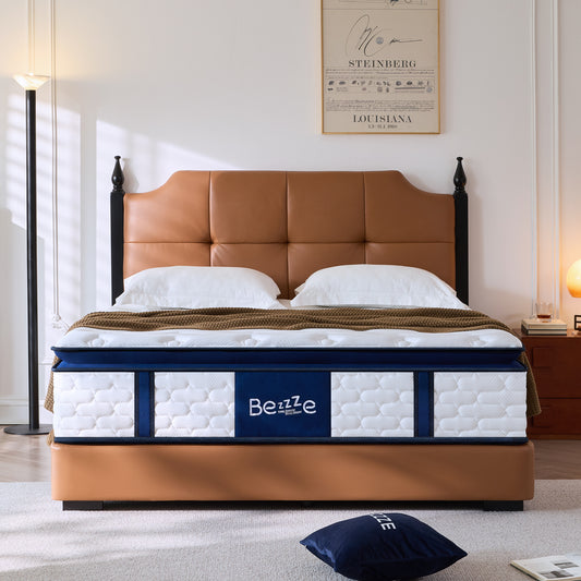 Bezzze Firm Queen Mattress, 12 Inch Hybrid Queen Size Mattress in a Box, Memory Foam and Individual Pocket Spring for Motion Isolation, Edge Support, Pressure Relief & CertiPUR-US Certified
