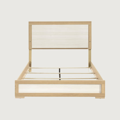 Bezzze Bed Frame, Contemporary Natural and White Finish, Queen Size