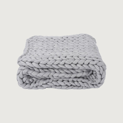 Bezzze Knit Throw, Solid Neutral Vibe Textured Blanket for Home Decor, 50 x 60 in, Light Grey