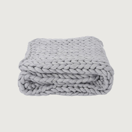 Bezzze Knit Throw, Solid Neutral Vibe Textured Blanket for Home Decor, 50 x 60 in, Light Grey