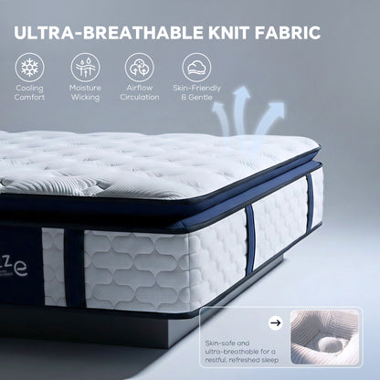 Bezzze Firm Queen Mattress, 12 Inch Hybrid Queen Size Mattress in a Box, Memory Foam and Individual Pocket Spring for Motion Isolation, Edge Support, Pressure Relief & CertiPUR-US Certified