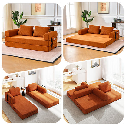 Oversized Plush “79'' 5-in-1 Boneless Convertible Sleeper Sofa Bed & loft bed | Ultra Soft Corduroy Cloud Couch with Huge Side Pocket | 4 Versatile Modes for Small Spaces - Guest Ready in Seconds & No Assembly!