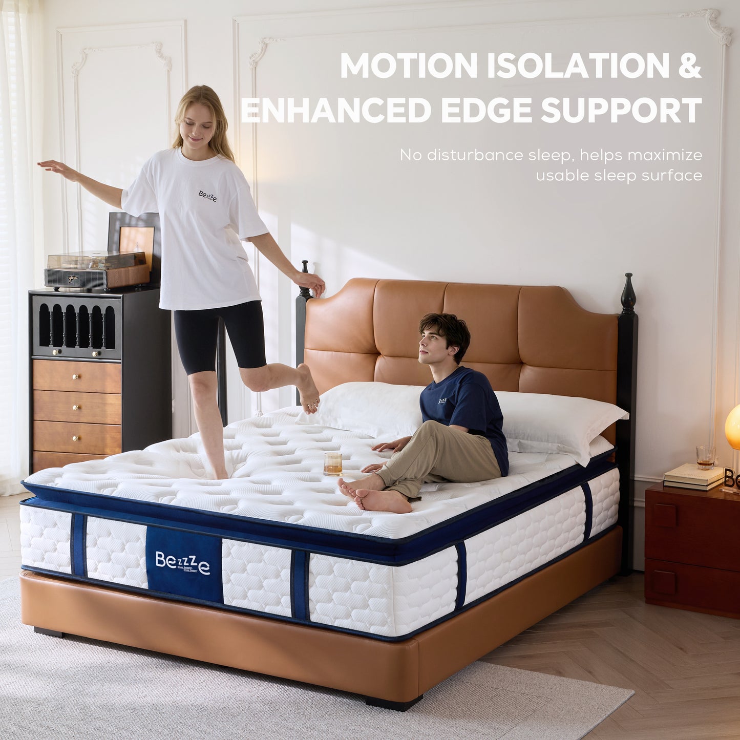 Bezzze Firm Queen Mattress, 12 Inch Hybrid Queen Size Mattress in a Box, Memory Foam and Individual Pocket Spring for Motion Isolation, Edge Support, Pressure Relief & CertiPUR-US Certified