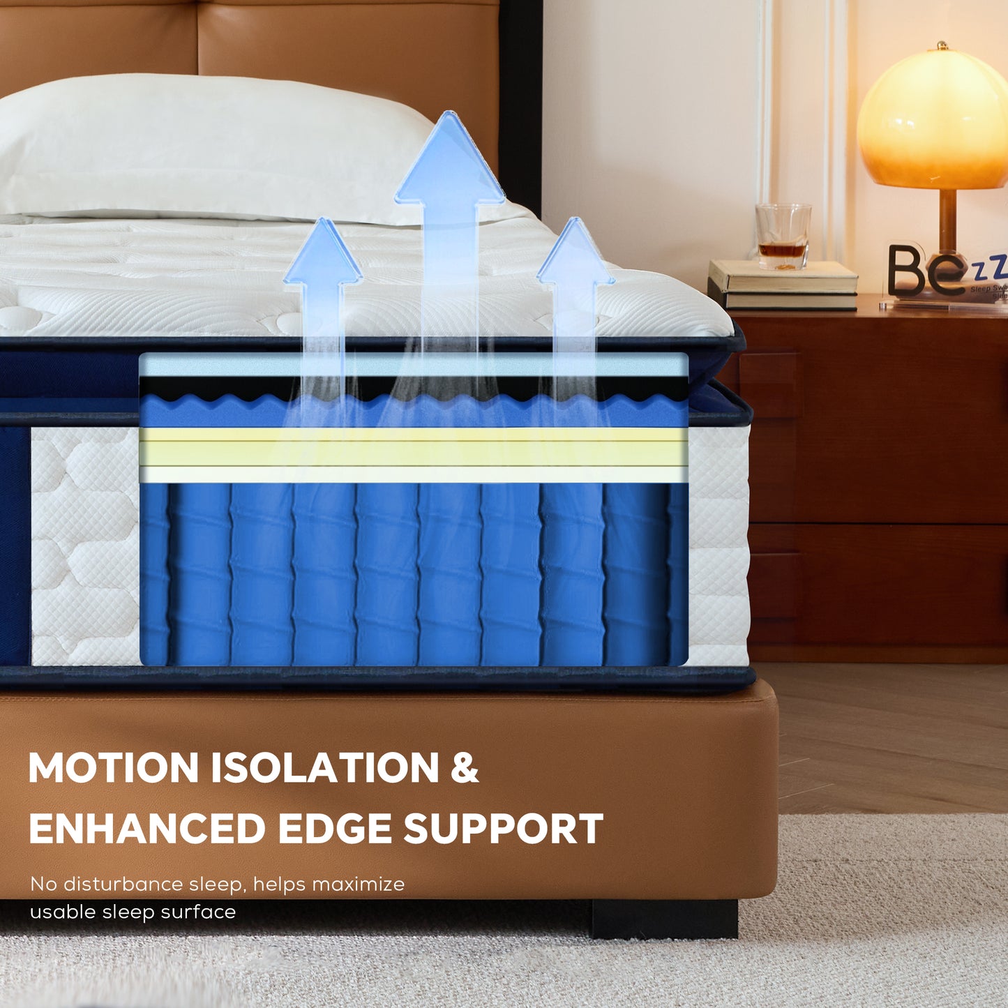 Bezzze Firm Queen Mattress, 12 Inch Hybrid Queen Size Mattress in a Box, Memory Foam and Individual Pocket Spring for Motion Isolation, Edge Support, Pressure Relief & CertiPUR-US Certified
