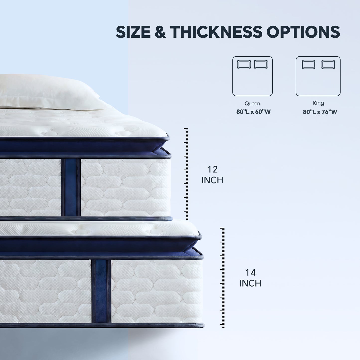 Bezzze Firm Queen Mattress, 12 Inch Hybrid Queen Size Mattress in a Box, Memory Foam and Individual Pocket Spring for Motion Isolation, Edge Support, Pressure Relief & CertiPUR-US Certified