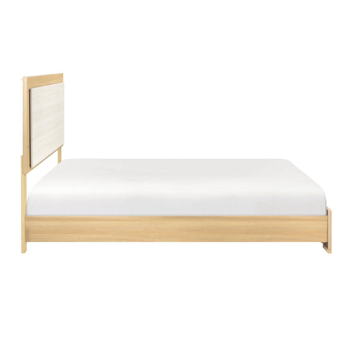 Bezzze Bed Frame, Contemporary Natural and White Finish, Queen Size