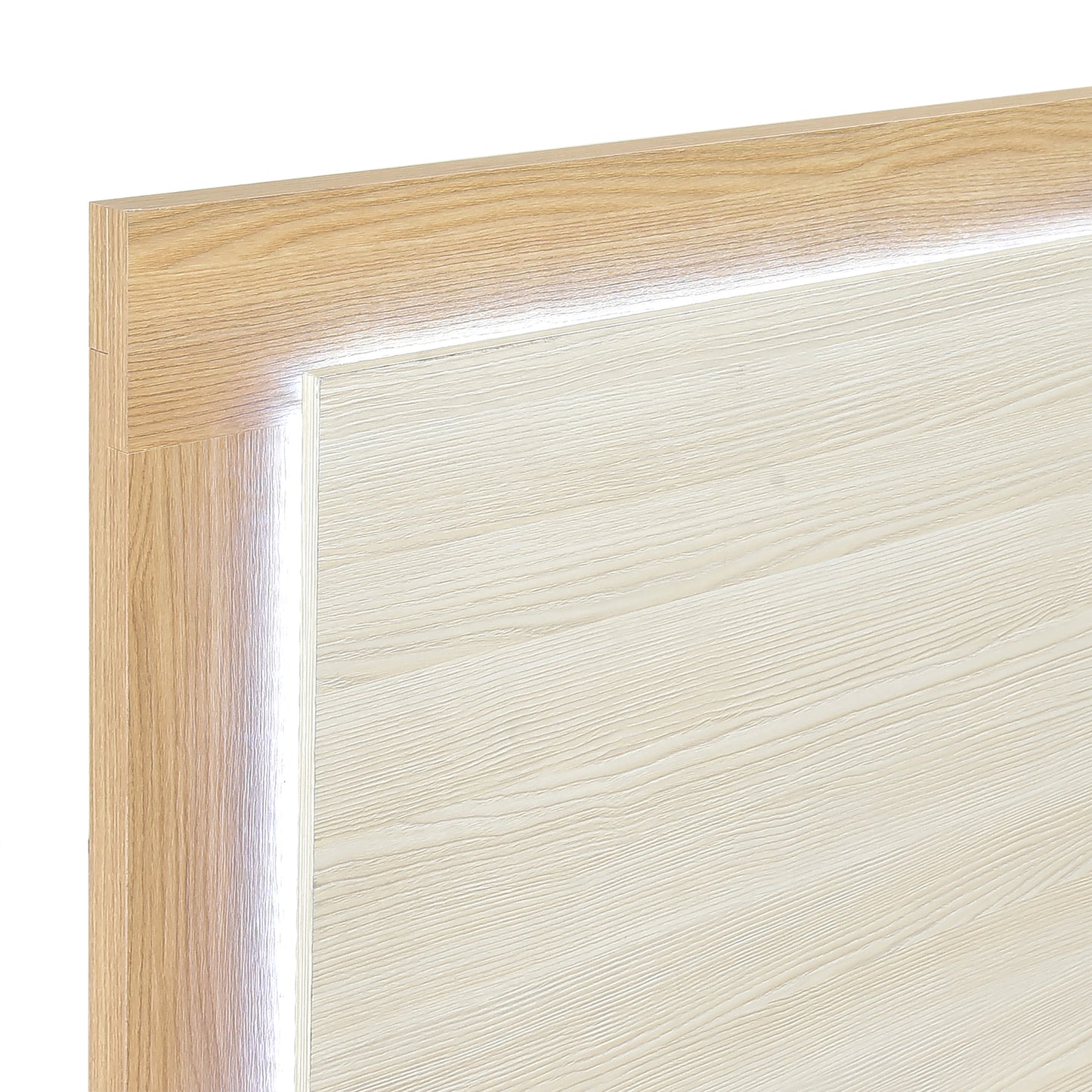 Bezzze Bed Frame, Contemporary Natural and White Finish, Queen Size
