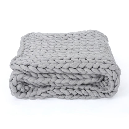 Bezzze Knit Throw, Solid Neutral Vibe Textured Blanket for Home Decor, 50 x 60 in, Light Grey
