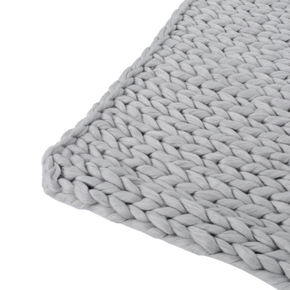 Bezzze Knit Throw, Solid Neutral Vibe Textured Blanket for Home Decor, 50 x 60 in, Light Grey