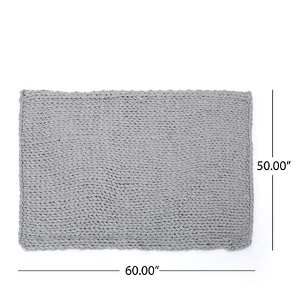 Bezzze Knit Throw, Solid Neutral Vibe Textured Blanket for Home Decor, 50 x 60 in, Light Grey