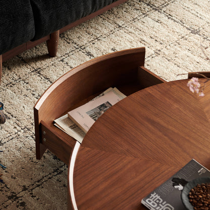 Bezzze coffee tables, circular walnut design, suitable for living rooms, walnut material, suitable for bedrooms, living rooms, and offices