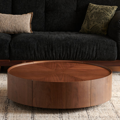 Bezzze coffee tables, circular walnut design, suitable for living rooms, walnut material, suitable for bedrooms, living rooms, and offices