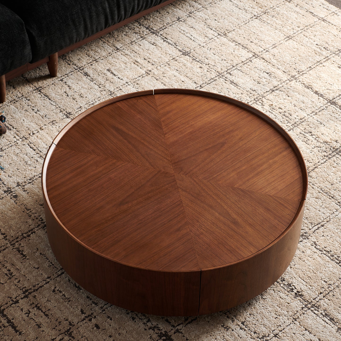 Bezzze coffee tables, circular walnut design, suitable for living rooms, walnut material, suitable for bedrooms, living rooms, and offices