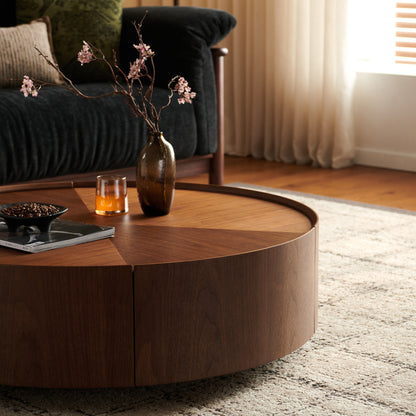 Bezzze coffee tables, circular walnut design, suitable for living rooms, walnut material, suitable for bedrooms, living rooms, and offices