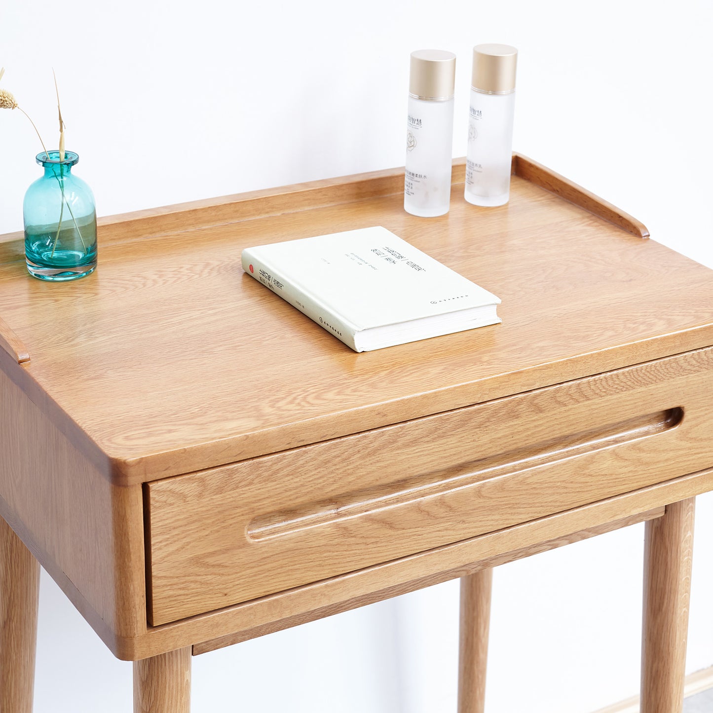 Bezzze Makeup Vanity Desk with Pull-Out Drawer, Solid Wood Vanity Desk for bedrooms