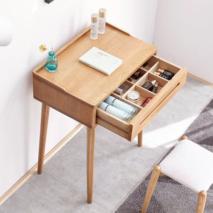 Bezzze Makeup Vanity Desk with Pull-Out Drawer, Solid Wood Vanity Desk for bedrooms
