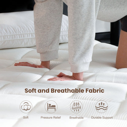 Bezzze 10-12 Inch Queen Size Mattress - CertiPUR-US Certified Hybrid Memory Foam for Back Pain Relief, Medium Firm Support & Motion Isolation