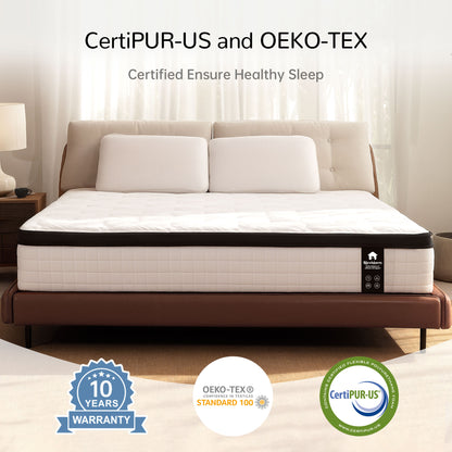 Bezzze Mattress 12" King, Full, Queen, Mattress Bed in a Box, Medium-Firm, Fiberglass Free