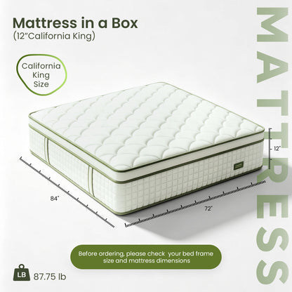 Bezzze Hybrid Mattress in a Box, Medium, Memory Foam & Pocketed Coils Delivers Strong Support & Pressure-Relieving Relaxation, CertiPUR-US Certified