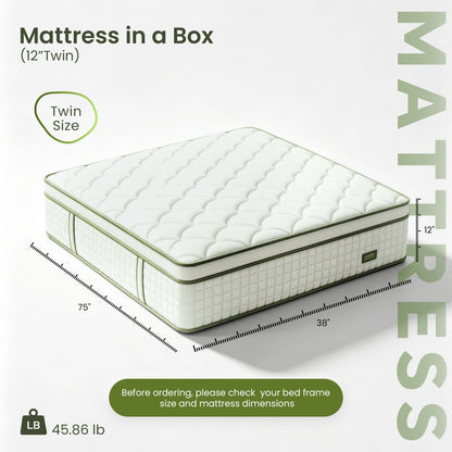 Bezzze Hybrid Mattress in a Box, Medium, Memory Foam & Pocketed Coils Delivers Strong Support & Pressure-Relieving Relaxation, CertiPUR-US Certified