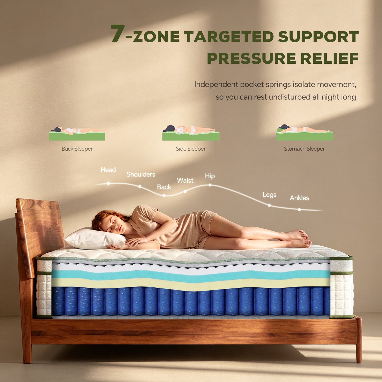 Bezzze Hybrid Mattress in a Box, Medium, Memory Foam & Pocketed Coils Delivers Strong Support & Pressure-Relieving Relaxation, CertiPUR-US Certified