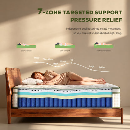 Bezzze Hybrid Mattress in a Box, Medium, Memory Foam & Pocketed Coils Delivers Strong Support & Pressure-Relieving Relaxation, CertiPUR-US Certified