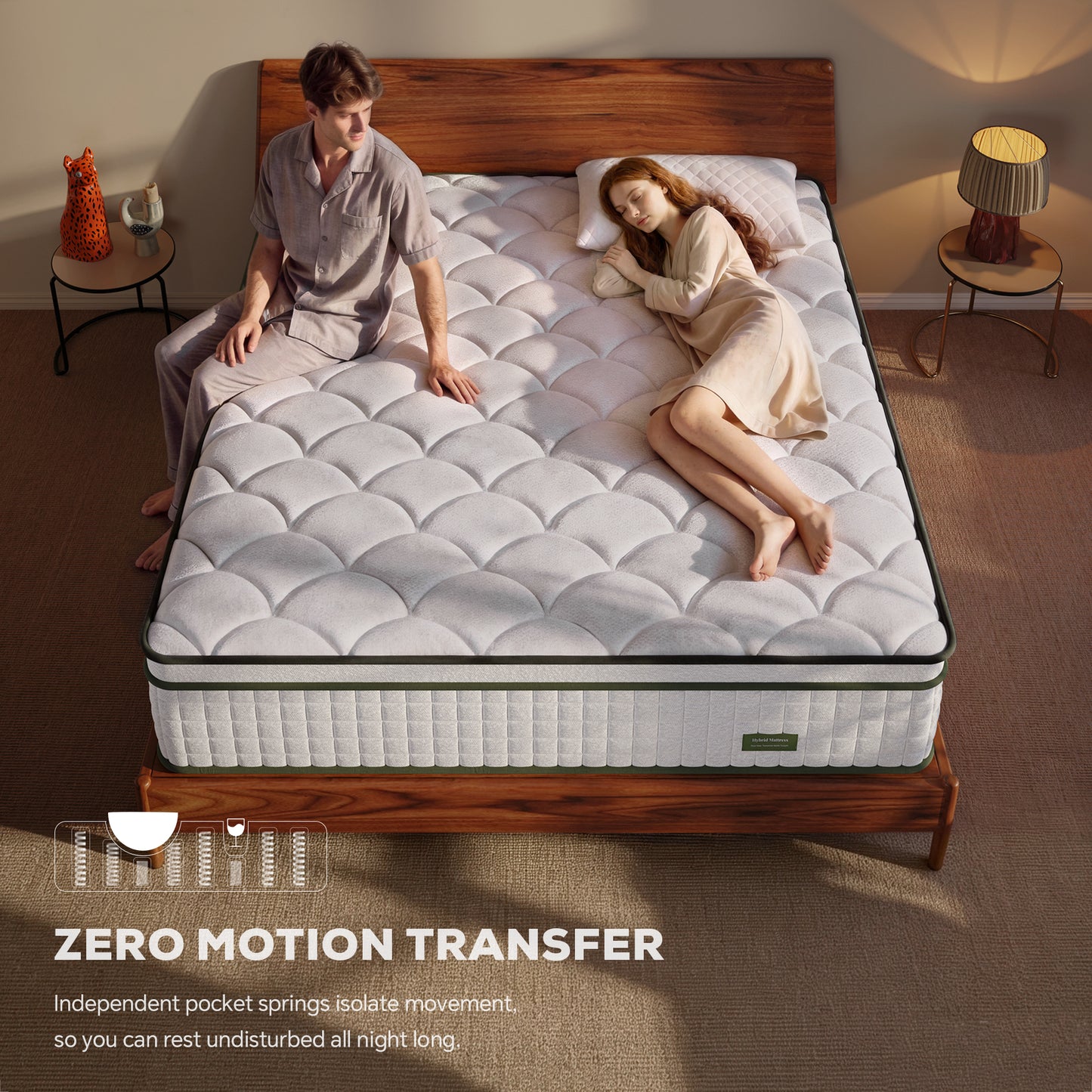 Bezzze Hybrid Mattress in a Box, Medium, Memory Foam & Pocketed Coils Delivers Strong Support & Pressure-Relieving Relaxation, CertiPUR-US Certified