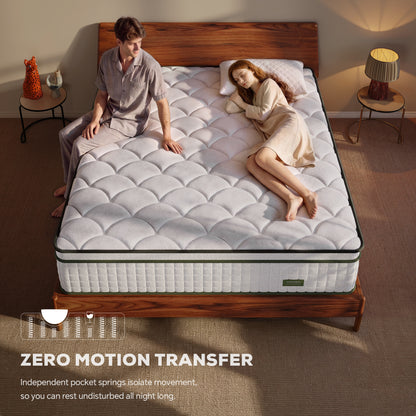 Bezzze Hybrid Mattress in a Box, Medium, Memory Foam & Pocketed Coils Delivers Strong Support & Pressure-Relieving Relaxation, CertiPUR-US Certified
