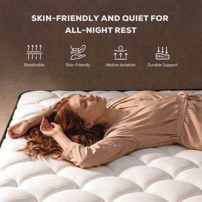 Bezzze Hybrid Mattress in a Box, Medium, Memory Foam & Pocketed Coils Delivers Strong Support & Pressure-Relieving Relaxation, CertiPUR-US Certified