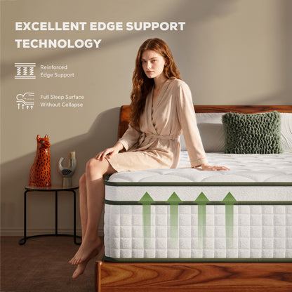 Bezzze Hybrid Mattress in a Box, Medium, Memory Foam & Pocketed Coils Delivers Strong Support & Pressure-Relieving Relaxation, CertiPUR-US Certified