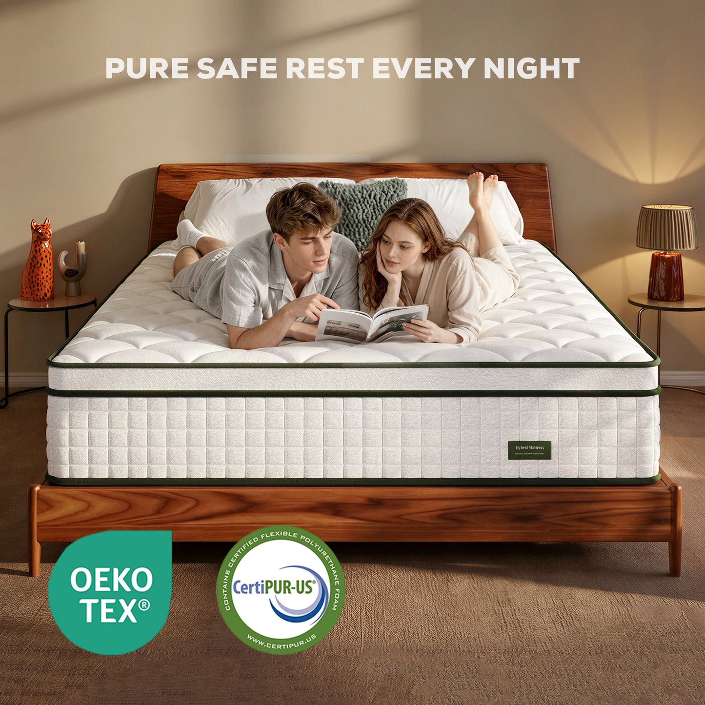 Bezzze Hybrid Mattress in a Box, Medium, Memory Foam & Pocketed Coils Delivers Strong Support & Pressure-Relieving Relaxation, CertiPUR-US Certified