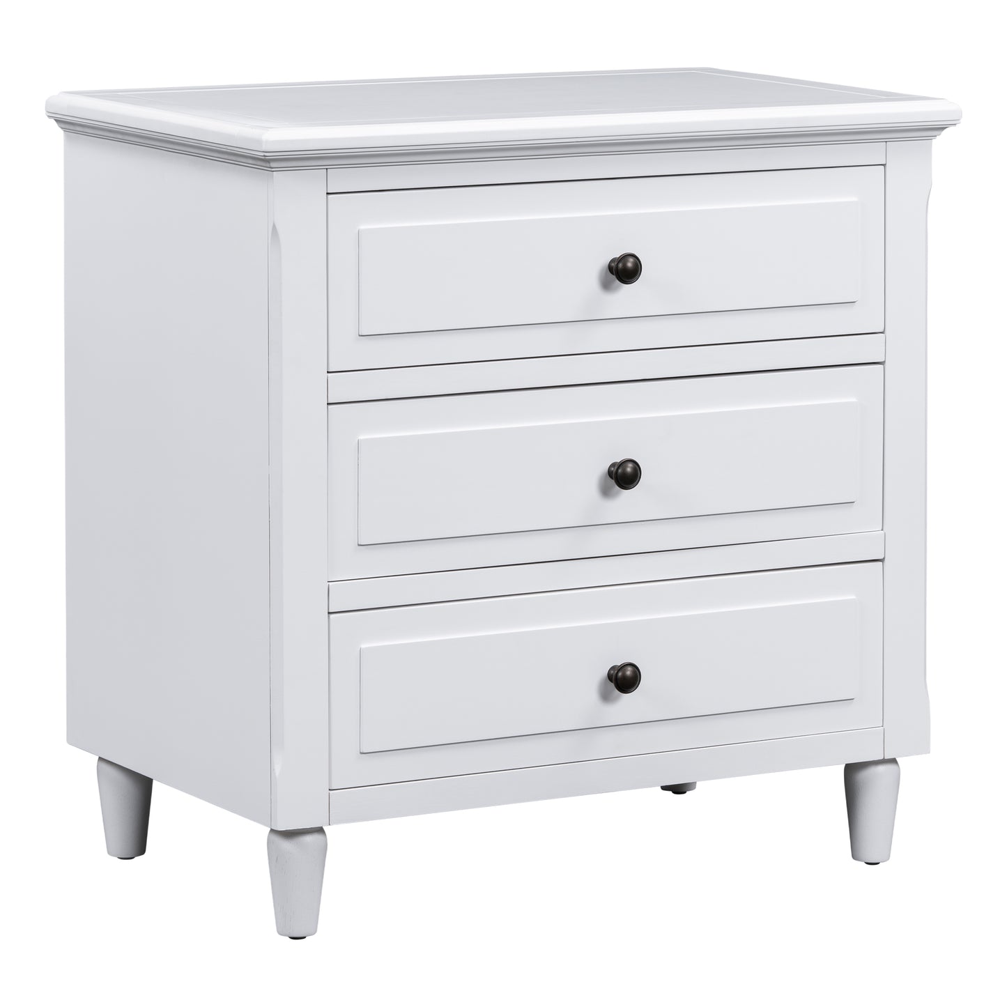 Bezzze 28''painted Nightstand with 3 Drawers and Smooth Gliding Rails ,Simple Bedside Cabinet with Metal handle, Minimalist Sofa Side Table with rubber legs for Bedroom Sofa Couch Office