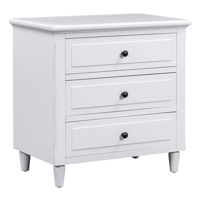 Bezzze 28''painted Nightstand with 3 Drawers and Smooth Gliding Rails ,Simple Bedside Cabinet with Metal handle, Minimalist Sofa Side Table with rubber legs for Bedroom Sofa Couch Office