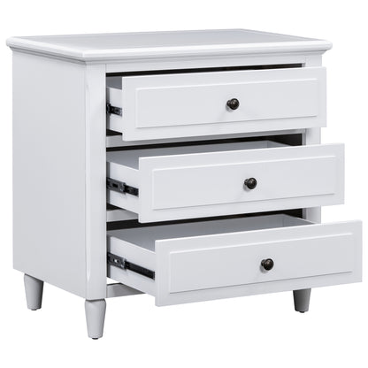 Bezzze 28''painted Nightstand with 3 Drawers and Smooth Gliding Rails ,Simple Bedside Cabinet with Metal handle, Minimalist Sofa Side Table with rubber legs for Bedroom Sofa Couch Office