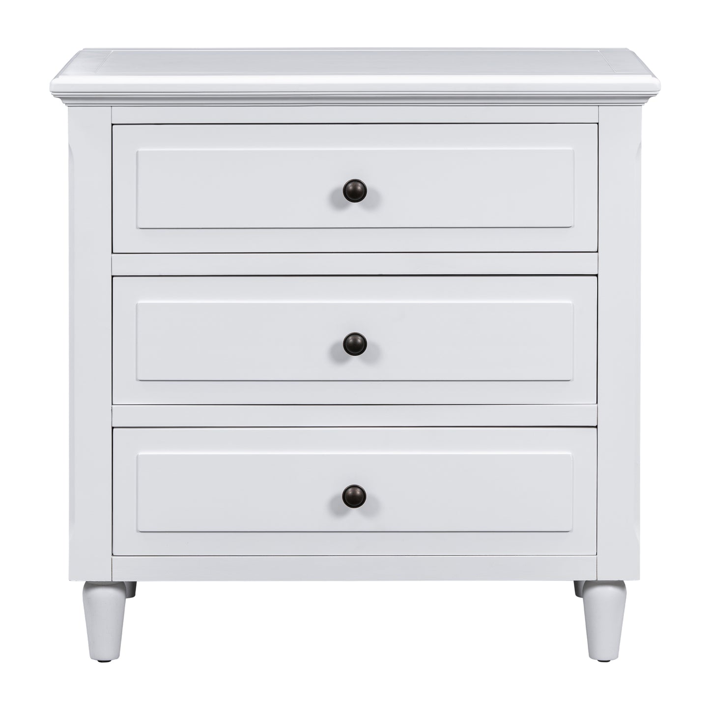 Bezzze 28''painted Nightstand with 3 Drawers and Smooth Gliding Rails ,Simple Bedside Cabinet with Metal handle, Minimalist Sofa Side Table with rubber legs for Bedroom Sofa Couch Office