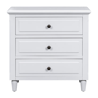 Bezzze 28''painted Nightstand with 3 Drawers and Smooth Gliding Rails ,Simple Bedside Cabinet with Metal handle, Minimalist Sofa Side Table with rubber legs for Bedroom Sofa Couch Office