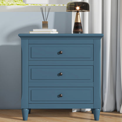 Bezzze 28''painted Nightstand with 3 Drawers and Smooth Gliding Rails ,Simple Bedside Cabinet with Metal handle, Minimalist Sofa Side Table with rubber legs for Bedroom Sofa Couch Office
