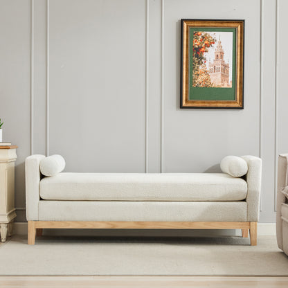 Bezzze Ivory Boucle Upholstered Bench
