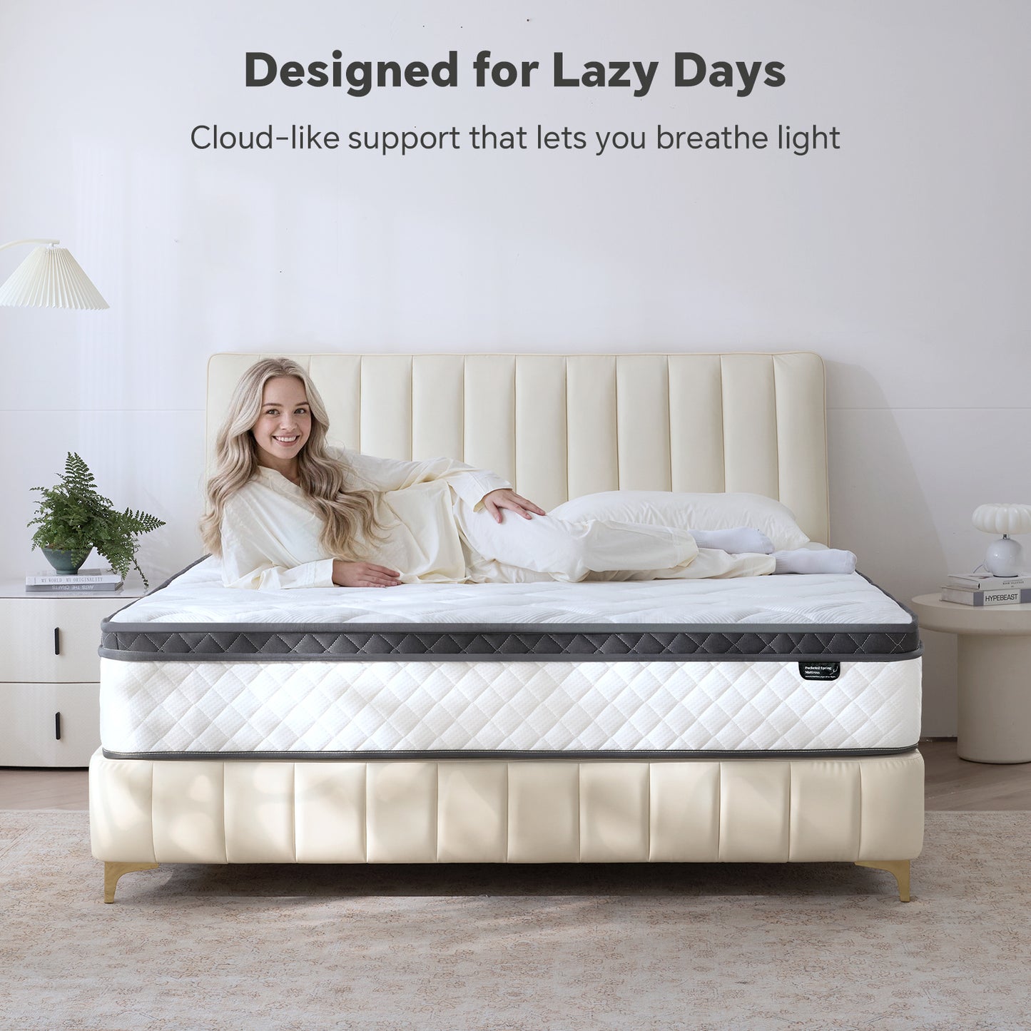 Bezzze Twin/Full/Queen/King Size Mattress, Hybrid Mattress Bed in a Box, Individually Pocket Springs & Breathable Memory Foam, Medium Firm, CertiPUR-US Certified