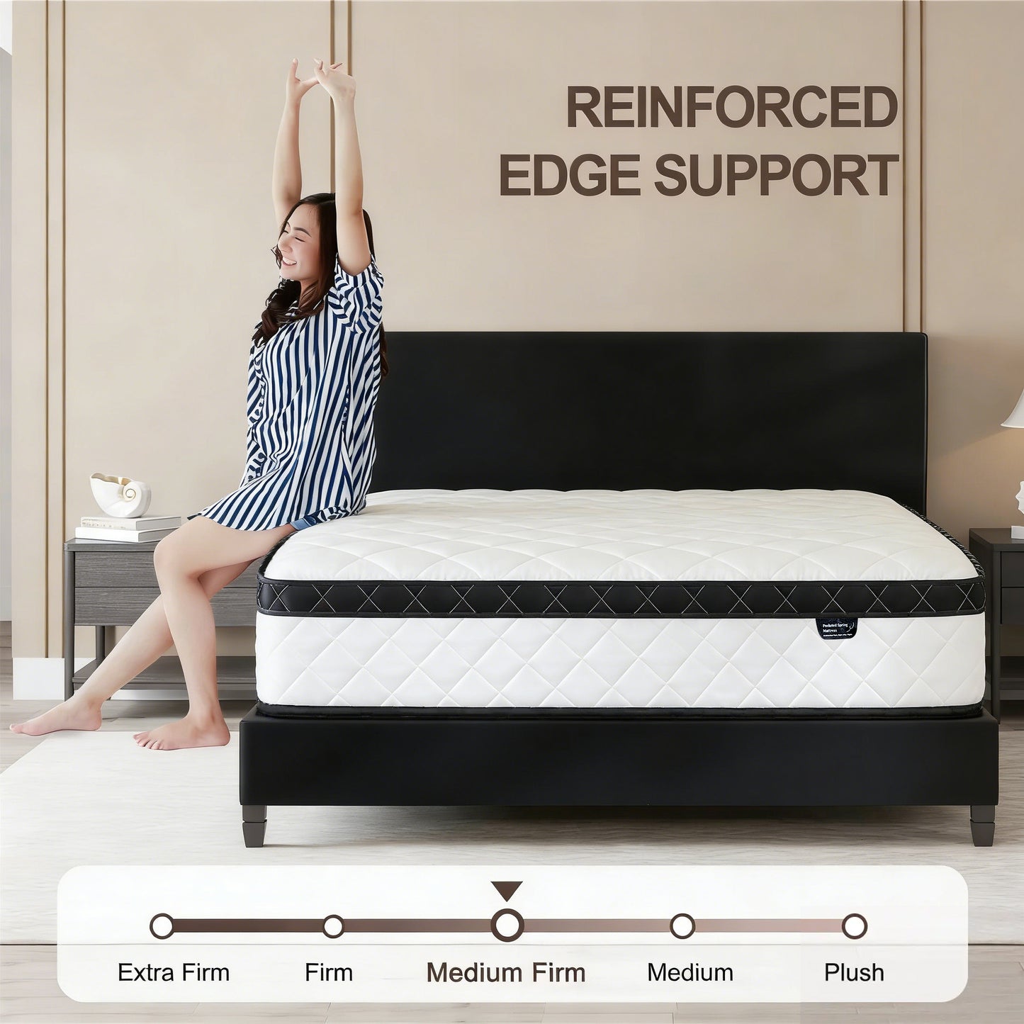 Bezzze Hybrid Mattress, Individually Wrapped Pocket Springs & Breathable Memory Foam, Medium Firm, CertiPUR-US Certified, Mattress in a Box